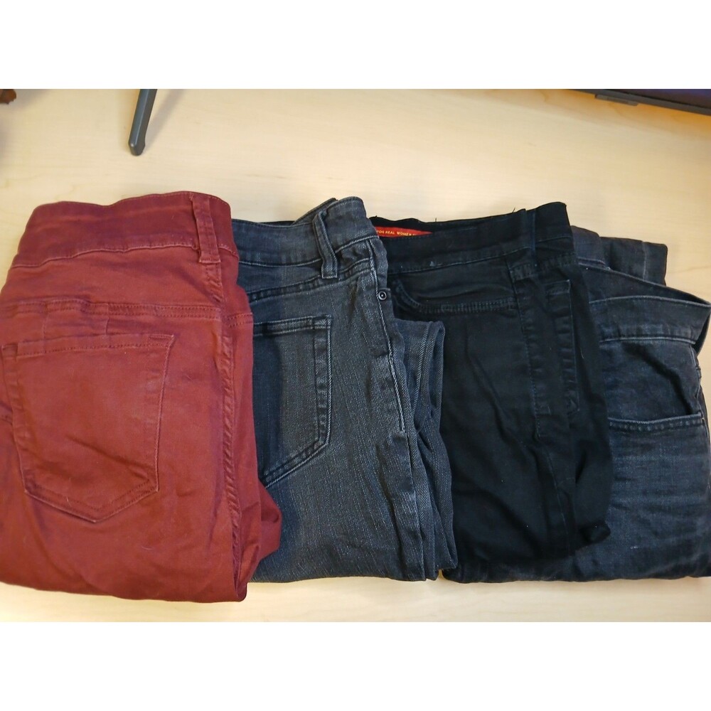Set 4 Jeans Hot Topic 1 Burgundy Black (3) Skinny High Waist Stretch Denim Pants